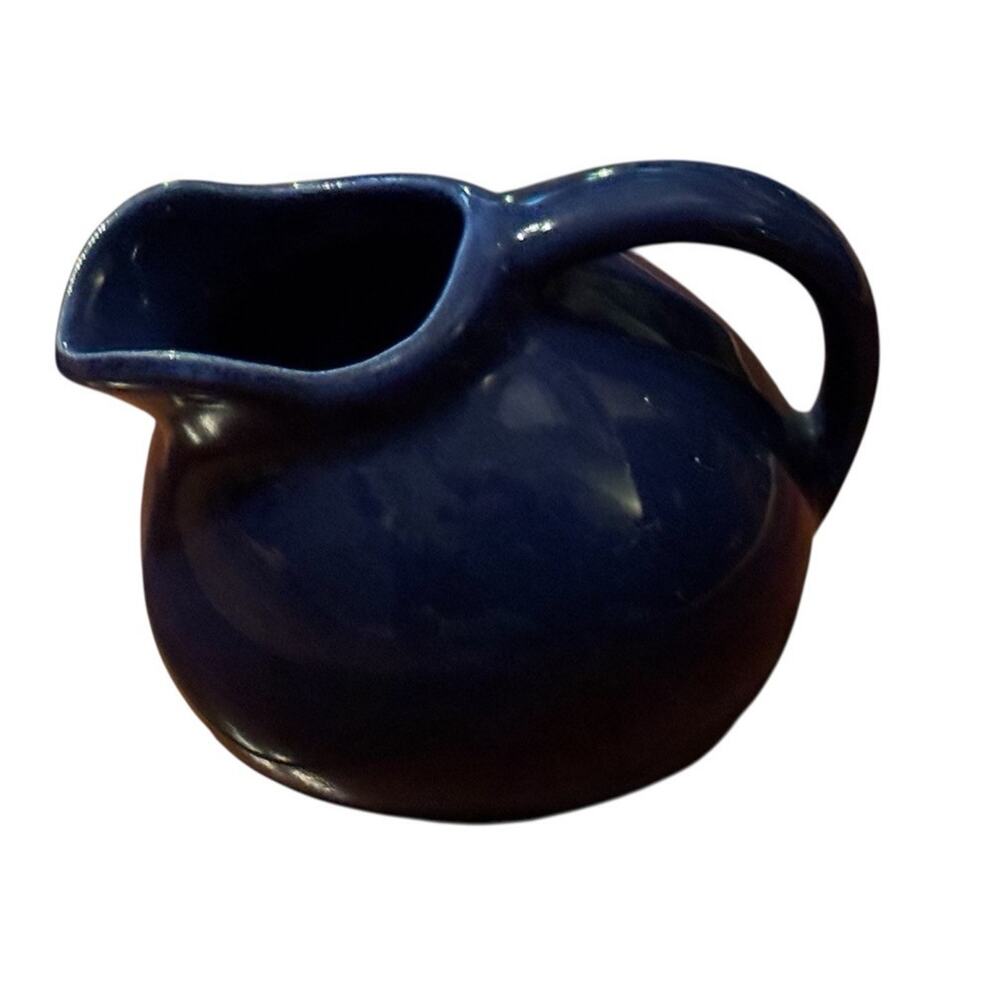 Cobalt Blue Studio Pottery Creamer‎ Mini Pitcher Stoneware Hand Thrown Farmhouse